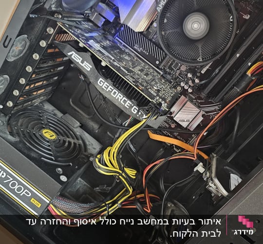 מחשב עם כרטיס גרפי ASUS GeForce ומאווררים